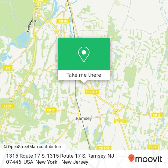 Mapa de 1315 Route 17 S, 1315 Route 17 S, Ramsey, NJ 07446, USA