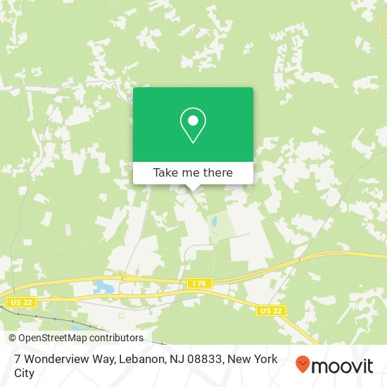 Mapa de 7 Wonderview Way, Lebanon, NJ 08833