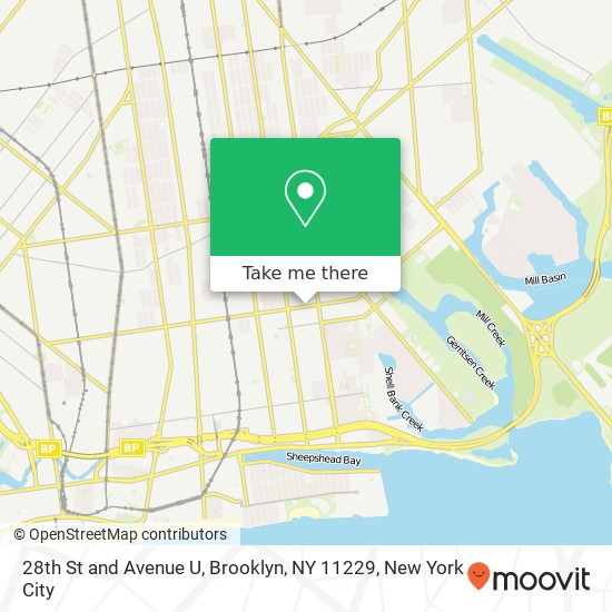 Mapa de 28th St and Avenue U, Brooklyn, NY 11229