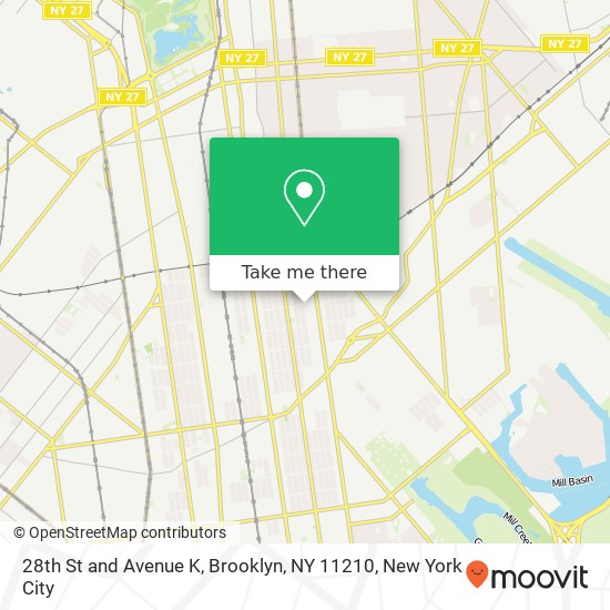 28th St and Avenue K, Brooklyn, NY 11210 map