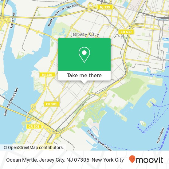 Mapa de Ocean Myrtle, Jersey City, NJ 07305