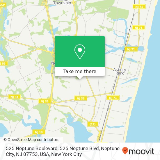 525 Neptune Boulevard, 525 Neptune Blvd, Neptune City, NJ 07753, USA map