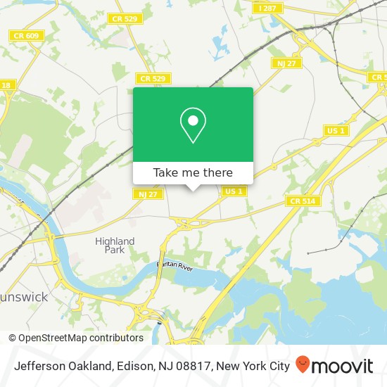 Mapa de Jefferson Oakland, Edison, NJ 08817