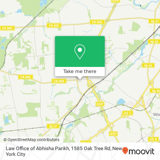 Mapa de Law Office of Abhisha Parikh, 1585 Oak Tree Rd