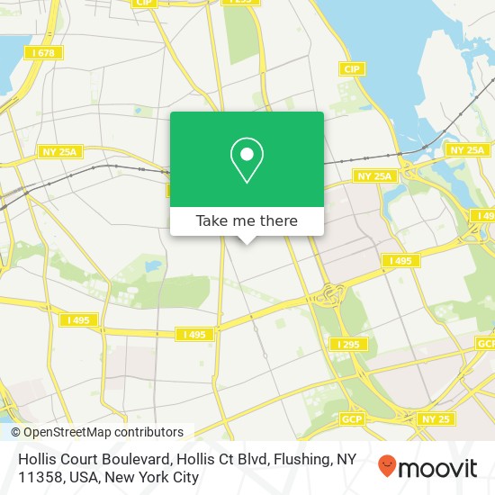 Hollis Court Boulevard, Hollis Ct Blvd, Flushing, NY 11358, USA map