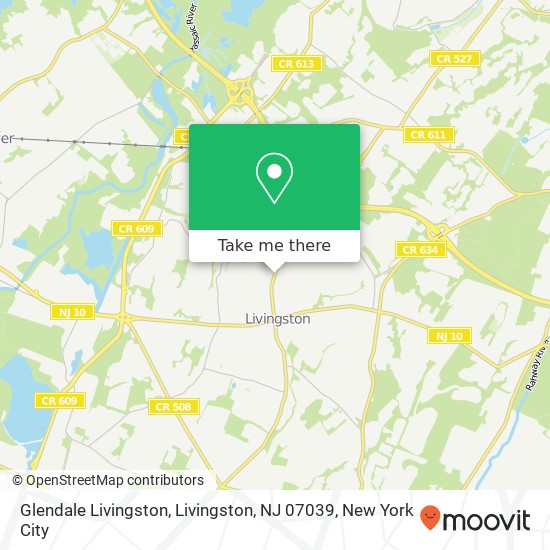 Mapa de Glendale Livingston, Livingston, NJ 07039