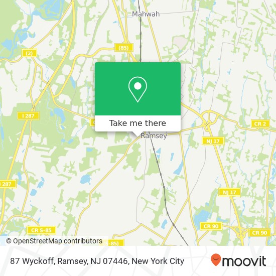 Mapa de 87 Wyckoff, Ramsey, NJ 07446