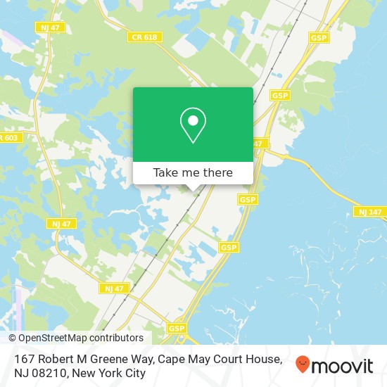 Mapa de 167 Robert M Greene Way, Cape May Court House, NJ 08210