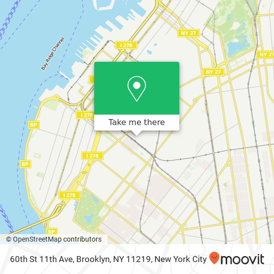 60th St 11th Ave, Brooklyn, NY 11219 map