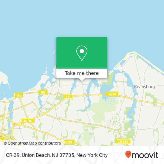 Mapa de CR-39, Union Beach, NJ 07735