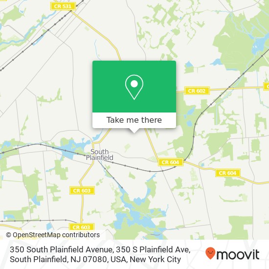 Mapa de 350 South Plainfield Avenue, 350 S Plainfield Ave, South Plainfield, NJ 07080, USA