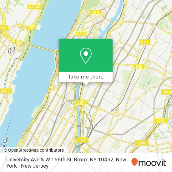 Mapa de University Ave & W 166th St, Bronx, NY 10452