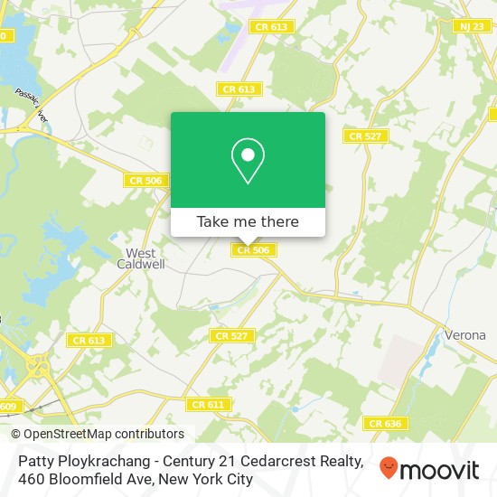 Mapa de Patty Ploykrachang - Century 21 Cedarcrest Realty, 460 Bloomfield Ave