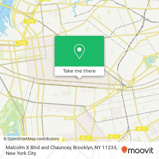 Malcolm X Blvd and Chauncey, Brooklyn, NY 11233 map