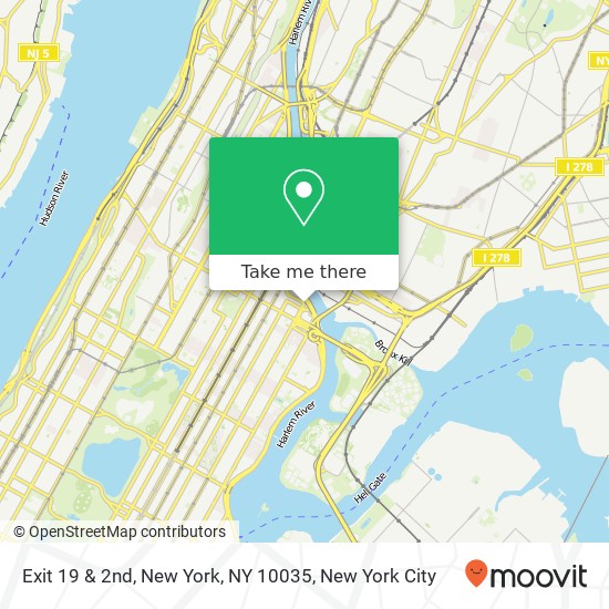 Exit 19 & 2nd, New York, NY 10035 map