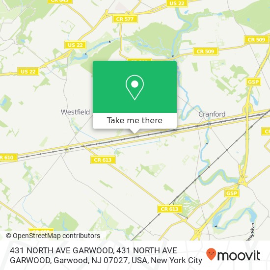 Mapa de 431 NORTH AVE GARWOOD, 431 NORTH AVE GARWOOD, Garwood, NJ 07027, USA