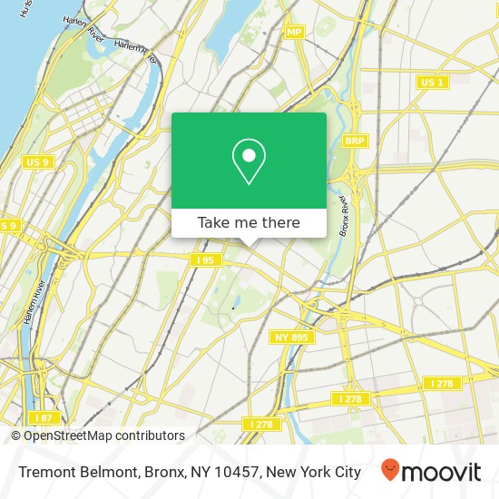Mapa de Tremont Belmont, Bronx, NY 10457