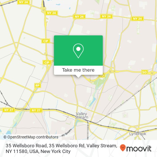 Mapa de 35 Wellsboro Road, 35 Wellsboro Rd, Valley Stream, NY 11580, USA