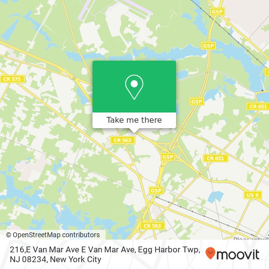 Mapa de 216,E Van Mar Ave E Van Mar Ave, Egg Harbor Twp, NJ 08234