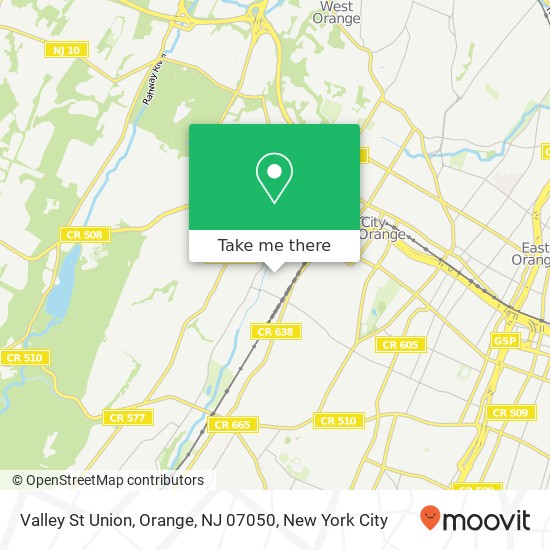 Mapa de Valley St Union, Orange, NJ 07050