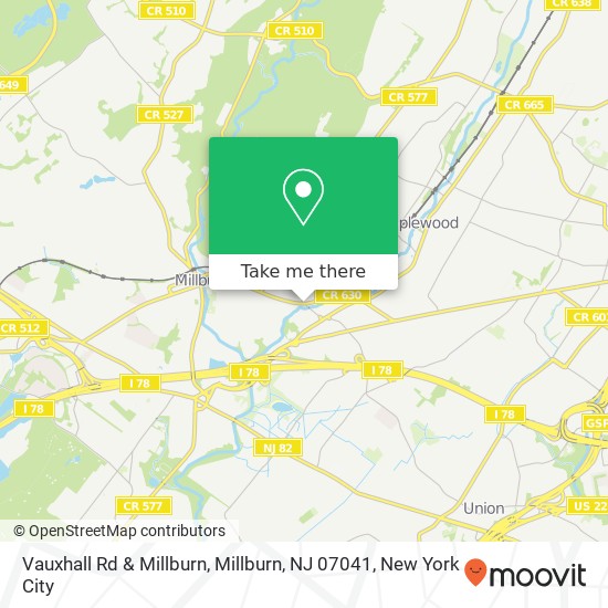 Vauxhall Rd & Millburn, Millburn, NJ 07041 map