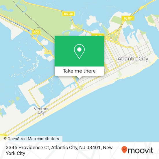 Mapa de 3346 Providence Ct, Atlantic City, NJ 08401