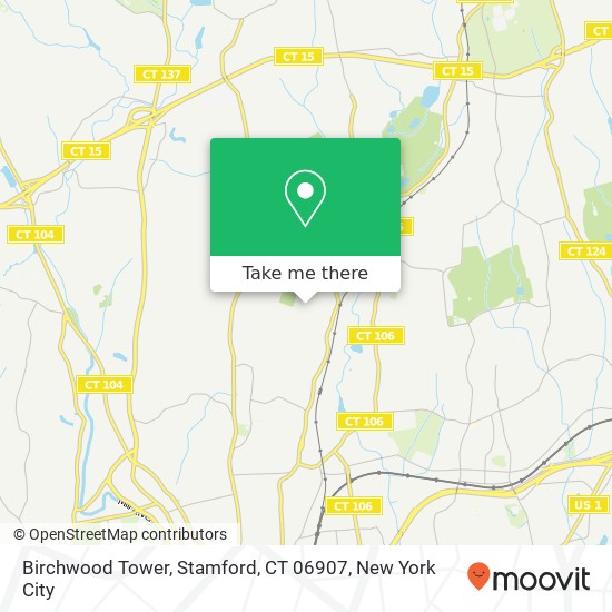 Mapa de Birchwood Tower, Stamford, CT 06907
