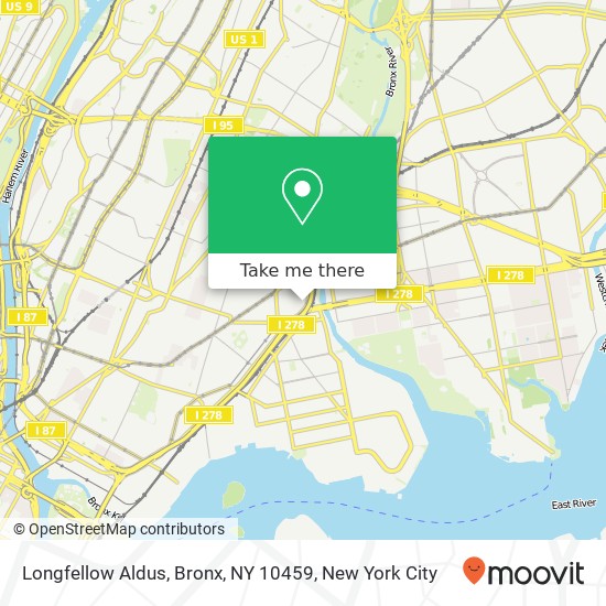 Mapa de Longfellow Aldus, Bronx, NY 10459