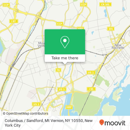 Mapa de Columbus / Sandford, Mt Vernon, NY 10550