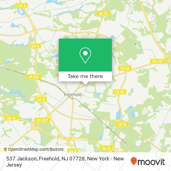 Mapa de 537 Jackson, Freehold, NJ 07728