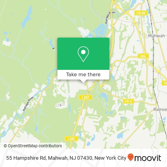Mapa de 55 Hampshire Rd, Mahwah, NJ 07430
