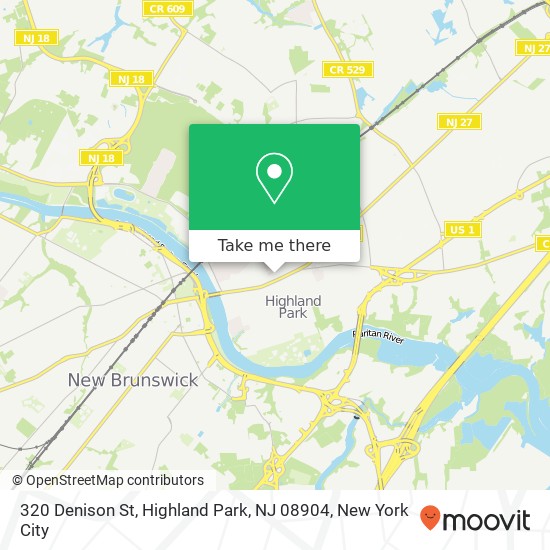 Mapa de 320 Denison St, Highland Park, NJ 08904