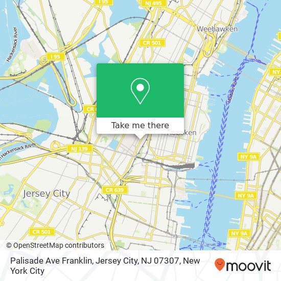 Mapa de Palisade Ave Franklin, Jersey City, NJ 07307