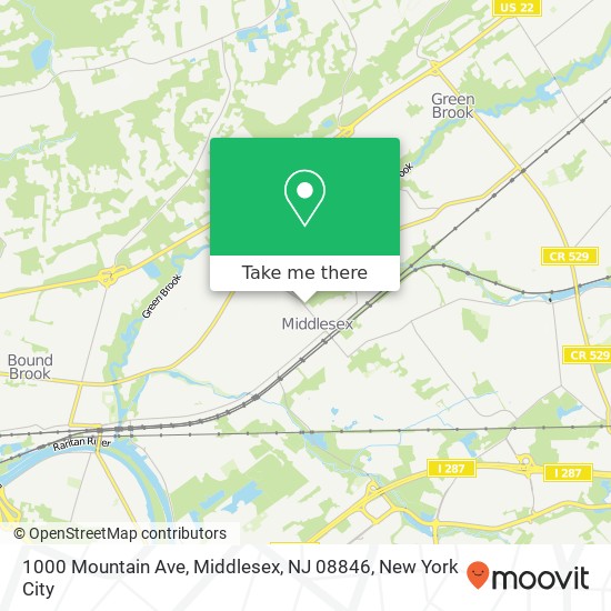 Mapa de 1000 Mountain Ave, Middlesex, NJ 08846