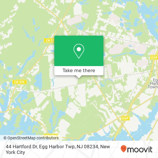 Mapa de 44 Hartford Dr, Egg Harbor Twp, NJ 08234