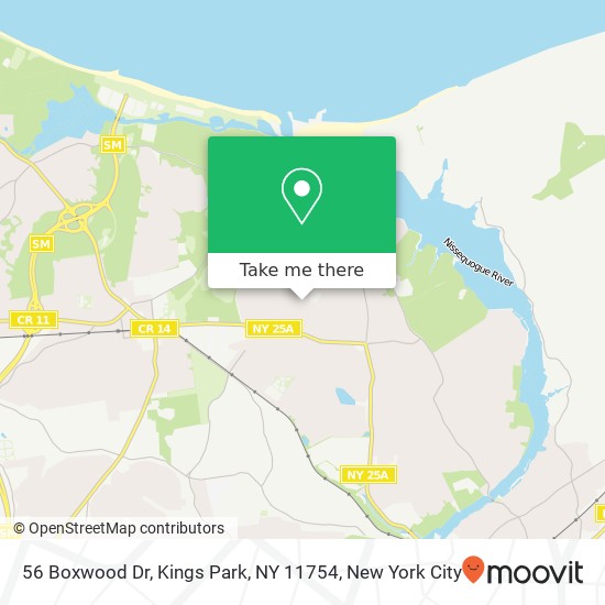 Mapa de 56 Boxwood Dr, Kings Park, NY 11754