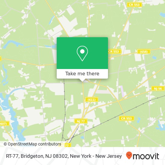 Mapa de RT-77, Bridgeton, NJ 08302