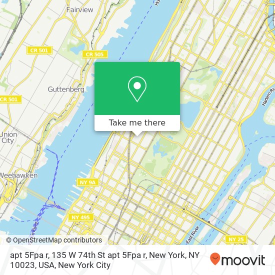 Mapa de apt 5Fpa r, 135 W 74th St apt 5Fpa r, New York, NY 10023, USA