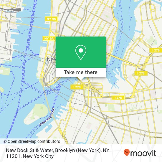 Mapa de New Dock St & Water, Brooklyn (New York), NY 11201