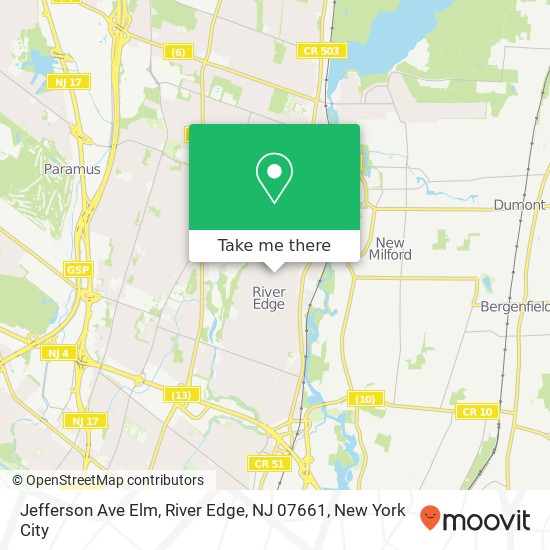 Mapa de Jefferson Ave Elm, River Edge, NJ 07661