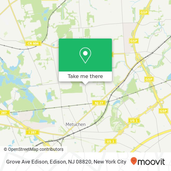 Mapa de Grove Ave Edison, Edison, NJ 08820