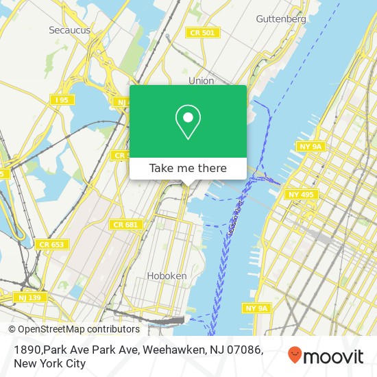 Mapa de 1890,Park Ave Park Ave, Weehawken, NJ 07086