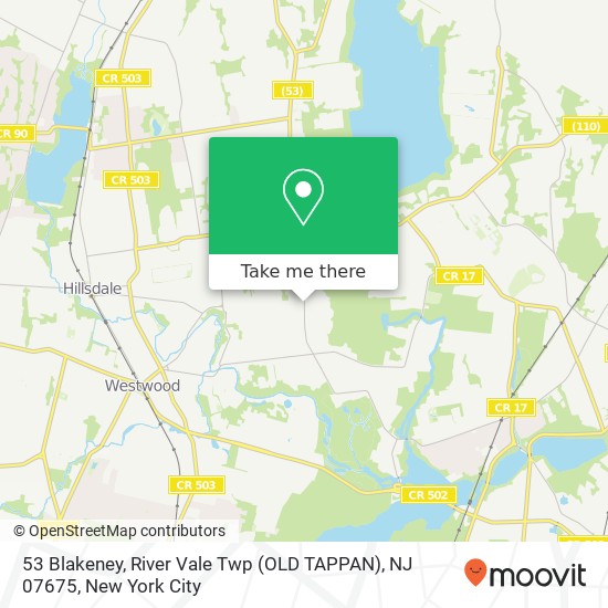 Mapa de 53 Blakeney, River Vale Twp (OLD TAPPAN), NJ 07675