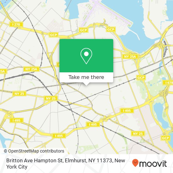 Britton Ave Hampton St, Elmhurst, NY 11373 map