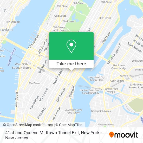 41st and Queens Midtown Tunnel Exit map