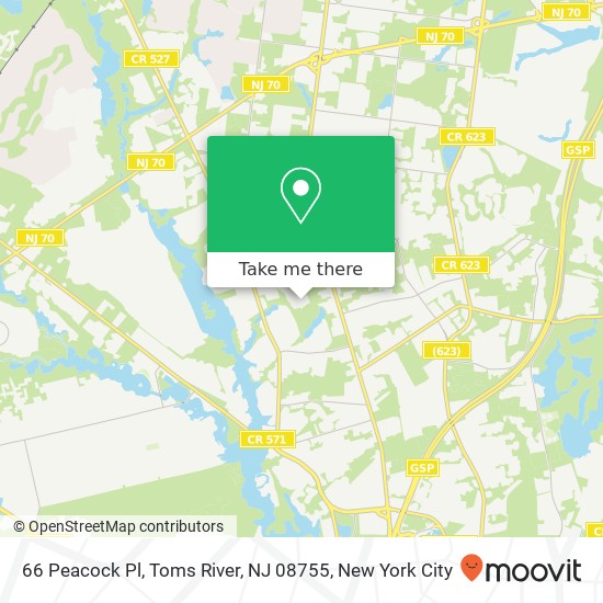 Mapa de 66 Peacock Pl, Toms River, NJ 08755