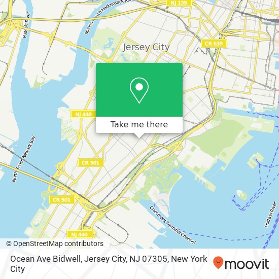 Ocean Ave Bidwell, Jersey City, NJ 07305 map