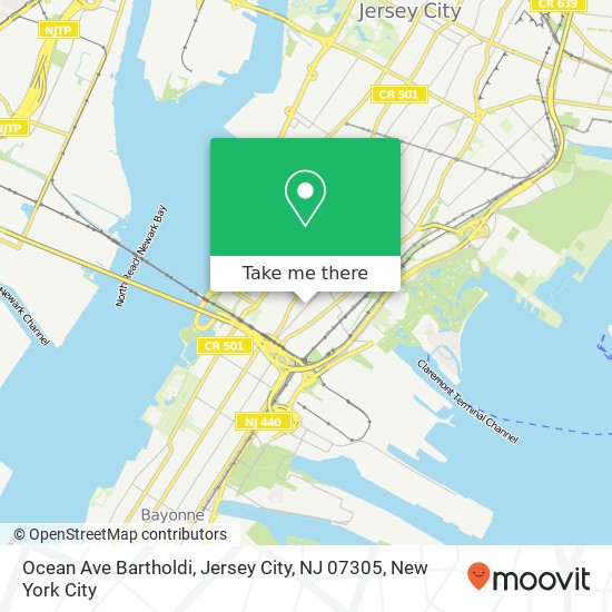 Mapa de Ocean Ave Bartholdi, Jersey City, NJ 07305