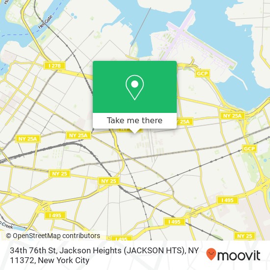 34th 76th St, Jackson Heights (JACKSON HTS), NY 11372 map