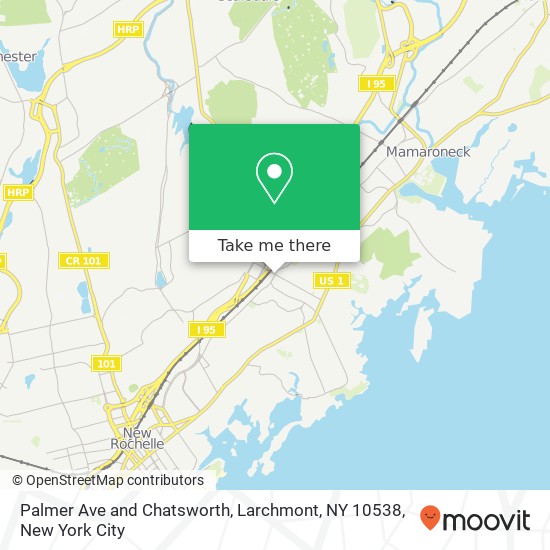 Mapa de Palmer Ave and Chatsworth, Larchmont, NY 10538